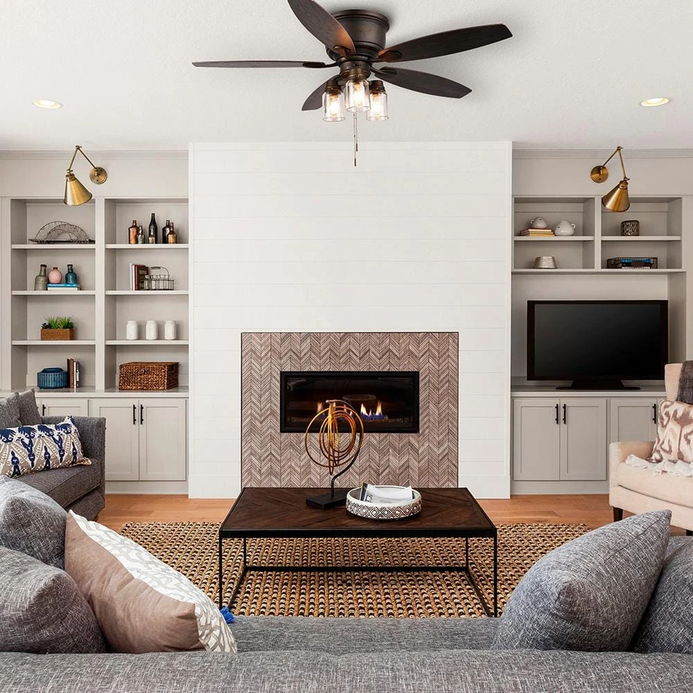 Hampton Bay Stoneridge 52 in. Indoor/Outdoor LED Bronze Hugger Ceiling Fan with Light Kit and 5 Reversible Blades 2 Hampton Bay Stoneridge 52 in. Indoor/Outdoor LED Bronze Hugger Ceiling Fan with Light Kit and 5 Reversible Blades - Image 2