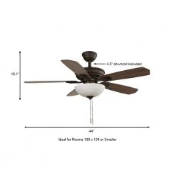 Hampton Bay Wellston II 44 in. Indoor LED Bronze Dry Rated Downrod Ceiling Fan with Light Kit and 5 Reversible Blades -Hampton Bay Shop bronze hampton bay ceiling fans with lights 52044 a0 1000