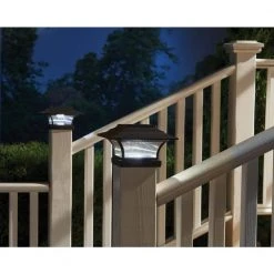 Hampton Bay Solar 4 in. x 4 in. Bronze Outdoor Integrated LED Deck Post Light with 6 in. x 6 in. Adapter (2-Pack) -Hampton Bay Shop bronze hampton bay deck post lights 47577 31 1000
