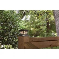 Hampton Bay Solar 4 in. x 4 in. Bronze Outdoor Integrated LED Deck Post Light with 6 in. x 6 in. Adapter (2-Pack) -Hampton Bay Shop bronze hampton bay deck post lights 47577 77 1000