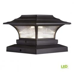 Hampton Bay Solar 4 in. x 4 in. Bronze Outdoor Integrated LED Deck Post Light with 6 in. x 6 in. Adapter (2-Pack) -Hampton Bay Shop bronze hampton bay deck post lights 47577 c3 1000
