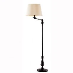 Hampton Bay 59 in. Oil-Rubbed Bronze Swing-Arm Floor Lamp with Cream Fabric Drum Shade -Hampton Bay Shop bronze hampton bay floor lamps f319001a rob 1d 1000