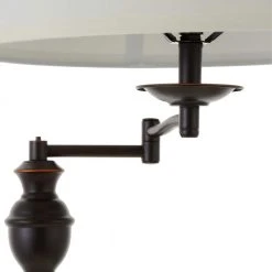 Hampton Bay 59 in. Oil-Rubbed Bronze Swing-Arm Floor Lamp with Cream Fabric Drum Shade -Hampton Bay Shop bronze hampton bay floor lamps f319001a rob 66 1000