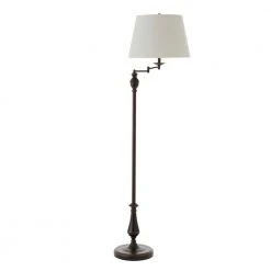 Hampton Bay 59 in. Oil-Rubbed Bronze Swing-Arm Floor Lamp with Cream Fabric Drum Shade -Hampton Bay Shop bronze hampton bay floor lamps f319001a rob a0 1000