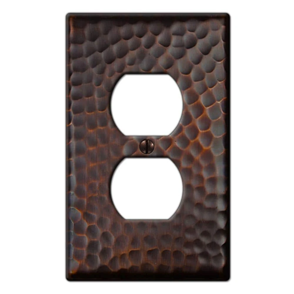 Hampton Bay Hammered 1 Gang Duplex Metal Wall Plate - Aged Bronze 1 Hampton Bay Hammered 1 Gang Duplex Metal Wall Plate - Aged Bronze