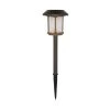 Hampton Bay Solar Bronze and Warm Wood LED Path Light 14 Lumens with Ice Glass Lens and Vintage Bulb 2-Tone
