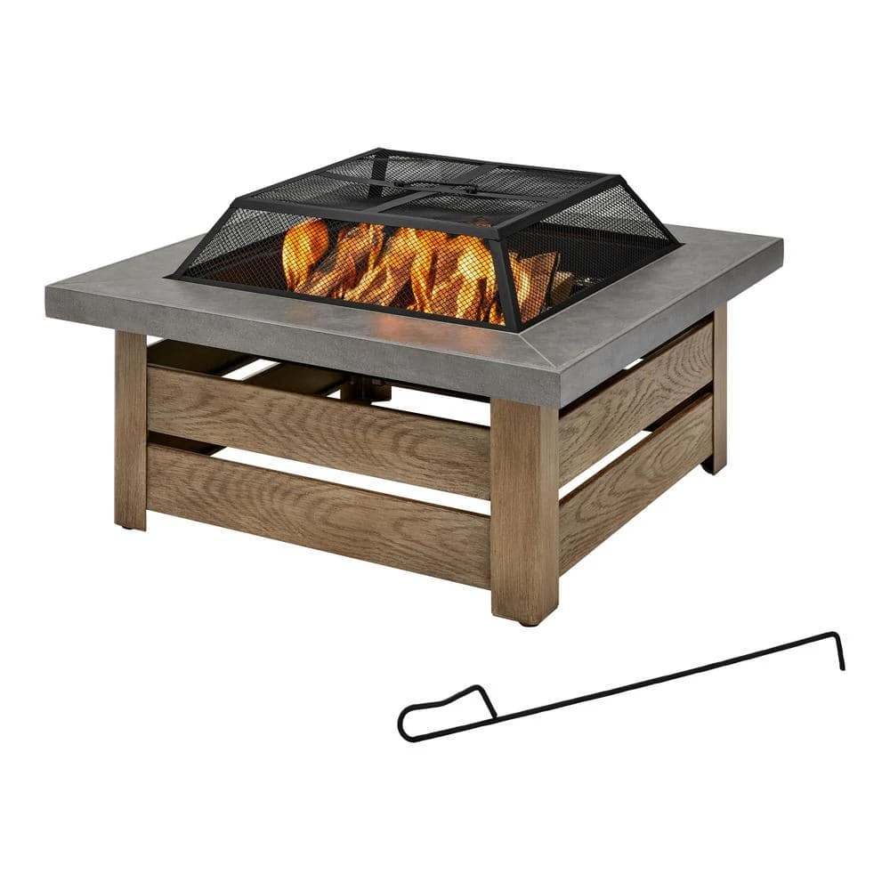 Hampton Bay Stoneham 34 in. x 15.5 in. Square Steel Wood Fire Pit with Tile Top 11 Hampton Bay Stoneham 34 in. x 15.5 in. Square Steel Wood Fire Pit with Tile Top - Image 11
