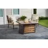Hampton Bay Summerfield 44 in. x 24.5 in. Square Steel Gas Fire Pit with Wood-Look Tile Top