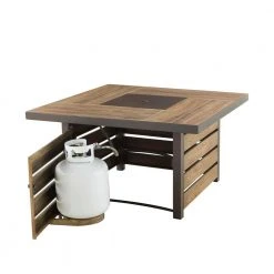 Hampton Bay Summerfield 44 in. x 24.5 in. Square Steel Gas Fire Pit with Wood-Look Tile Top -Hampton Bay Shop brown hampton bay gas fire pits 2102fp a0 1000