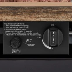 Hampton Bay Fordham 46 in. W x 26 in. H Rectangular Powder Coated Steel LP Fire Pit Coffee Table in Faux Wood with Lava Rocks -Hampton Bay Shop brown hampton bay gas fire pits gl 1850 fp c3 1000