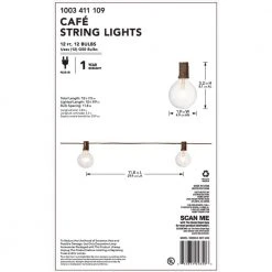 Hampton Bay 12-Light 12 ft. Large Cafe Clear String Lights -Hampton Bay Shop brown hampton bay string lights nxt 1005 44 1000