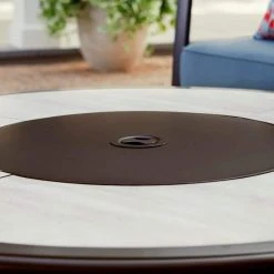 Hampton Bay Whitfield 48 in. Round Galvanized Steel Wood Burning Fire Pit Table in Dark Brown with Stone Look Tile Top -Hampton Bay Shop brown hampton bay wood burning fire pits 3022 cm4 fp 66 1000