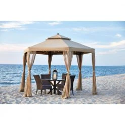 Hampton Bay 10 ft. x 10 ft. Solar Gazebo Outdoor Patio Replacement Canopy -Hampton Bay Shop browns tans hampton bay gazebos gfs00679b cpy 31 1000