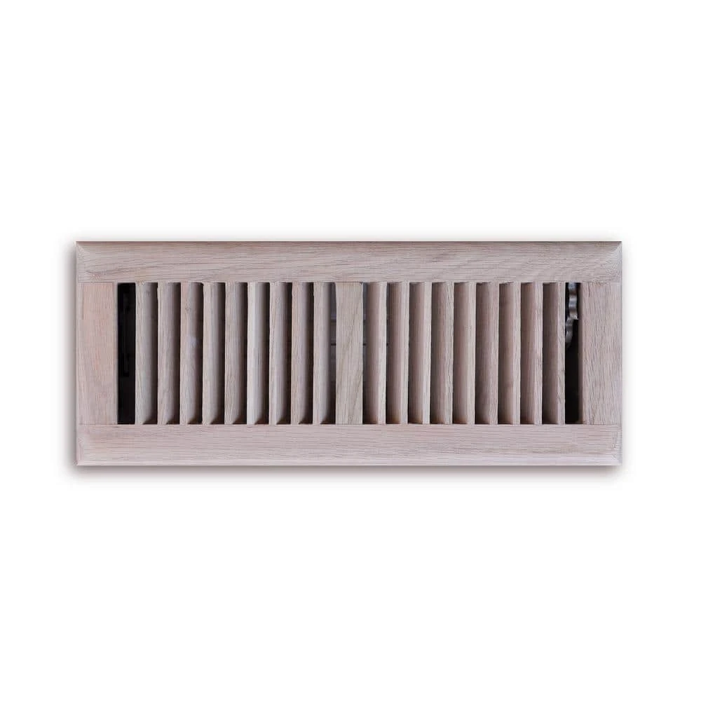 Hampton Bay Oak Wood 4 in. x 12 in. 2-Way Wooden Floor Register in Unfinished 1 Hampton Bay Oak Wood 4 in. x 12 in. 2-Way Wooden Floor Register in Unfinished