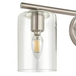Hampton Bay Champlain 22.375 in. 3-Light Brushed Nickel Modern Bathroom Vanity Light with Clear Glass Shades -Hampton Bay Shop brushed nickel and clear glass hampton bay vanity lighting 1023hbbndi 1d 1000