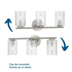 Hampton Bay Champlain 22.375 in. 3-Light Brushed Nickel Modern Bathroom Vanity Light with Clear Glass Shades -Hampton Bay Shop brushed nickel and clear glass hampton bay vanity lighting 1023hbbndi 31 1000