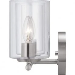 Hampton Bay Champlain 22.375 in. 3-Light Brushed Nickel Modern Bathroom Vanity Light with Clear Glass Shades -Hampton Bay Shop brushed nickel and clear glass hampton bay vanity lighting 1023hbbndi 4f 1000