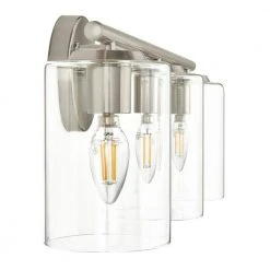 Hampton Bay Champlain 22.375 in. 3-Light Brushed Nickel Modern Bathroom Vanity Light with Clear Glass Shades -Hampton Bay Shop brushed nickel and clear glass hampton bay vanity lighting 1023hbbndi 66 1000