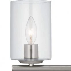 Hampton Bay Champlain 22.375 in. 3-Light Brushed Nickel Modern Bathroom Vanity Light with Clear Glass Shades -Hampton Bay Shop brushed nickel and clear glass hampton bay vanity lighting 1023hbbndi 76 1000