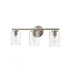 Hampton Bay Champlain 22.375 in. 3-Light Brushed Nickel Modern Bathroom Vanity Light with Clear Glass Shades -Hampton Bay Shop brushed nickel and clear glass hampton bay vanity lighting 1023hbbndi 77 1000