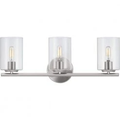 Hampton Bay Champlain 22.375 in. 3-Light Brushed Nickel Modern Bathroom Vanity Light with Clear Glass Shades -Hampton Bay Shop brushed nickel and clear glass hampton bay vanity lighting 1023hbbndi c3 1000