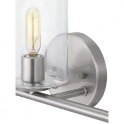 Hampton Bay Champlain 22.375 in. 3-Light Brushed Nickel Modern Bathroom Vanity Light with Clear Glass Shades -Hampton Bay Shop brushed nickel and clear glass hampton bay vanity lighting 1023hbbndi fa 1000