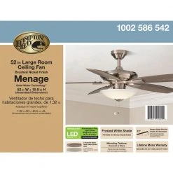 Hampton Bay Menage 52 in. Integrated LED Indoor Low Profile Brushed Nickel Ceiling Fan with Light Kit -Hampton Bay Shop brushed nickel hampton bay ceiling fans with lights 14600 31 1000