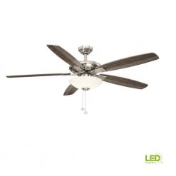 Hampton Bay Menage 56 in. Integrated LED Brushed Nickel Ceiling Fan with Light and Remote Control Works with Google and Alexa -Hampton Bay Shop brushed nickel hampton bay ceiling fans with lights 14660w 77 1000
