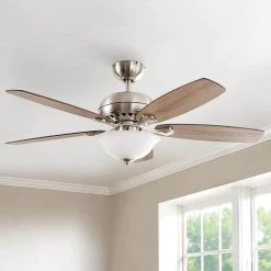 Hampton Bay Southwind II 52 in. Indoor LED Brushed Nickel Ceiling Fan with Light Kit, Reversible Blades and Remote Control -Hampton Bay Shop brushed nickel hampton bay ceiling fans with lights 50279 31 1000