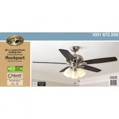 Hampton Bay Rockport 52 in. Indoor LED Brushed Nickel Ceiling Fan with Light Kit, Downrod, Reversible Blades and Reversible Motor -Hampton Bay Shop brushed nickel hampton bay ceiling fans with lights 51750 4f 1000