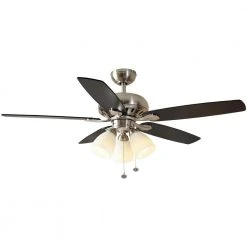 Hampton Bay Rockport 52 in. Indoor LED Brushed Nickel Ceiling Fan with Light Kit, Downrod, Reversible Blades and Reversible Motor -Hampton Bay Shop brushed nickel hampton bay ceiling fans with lights 51750 fa 1000