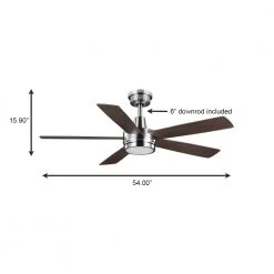 Hampton Bay Fanelee 54 in. White Color Changing Integrated LED Brushed Nickel Smart Hubspace Ceiling Fan with Light Kit and Remote -Hampton Bay Shop brushed nickel hampton bay ceiling fans with lights 52133 40 1000