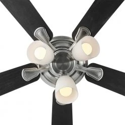 Hampton Bay Riley 44 in. Indoor LED Brushed Nickel Ceiling Fan with Light Kit, 5 QuickInstall Reversible Blades and Remote Control -Hampton Bay Shop brushed nickel hampton bay ceiling fans with lights 52144 1d 1000