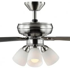 Hampton Bay Riley 44 in. Indoor LED Brushed Nickel Ceiling Fan with Light Kit, 5 QuickInstall Reversible Blades and Remote Control -Hampton Bay Shop brushed nickel hampton bay ceiling fans with lights 52144 76 1000
