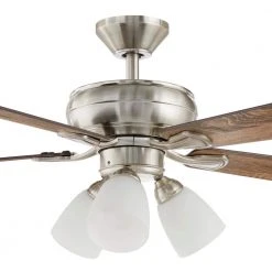 Hampton Bay Riley 44 in. Indoor LED Brushed Nickel Ceiling Fan with Light Kit, 5 QuickInstall Reversible Blades and Remote Control -Hampton Bay Shop brushed nickel hampton bay ceiling fans with lights 52144 77 1000
