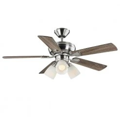 Hampton Bay Riley 44 in. Indoor LED Brushed Nickel Ceiling Fan with Light Kit, 5 QuickInstall Reversible Blades and Remote Control -Hampton Bay Shop brushed nickel hampton bay ceiling fans with lights 52144 c3 1000