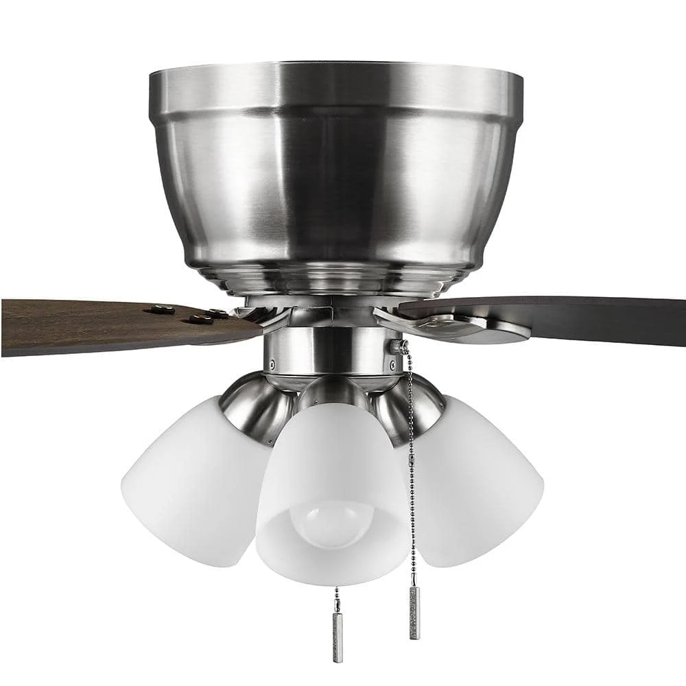Hampton Bay Sidlow 52 in. Indoor LED Brushed Nickel Hugger Dry Rated Ceiling Fan with 5 QuickInstall Reversible Blades and Light Kit 10 Hampton Bay Sidlow 52 in. Indoor LED Brushed Nickel Hugger Dry Rated Ceiling Fan with 5 QuickInstall Reversible Blades and Light Kit - Image 10