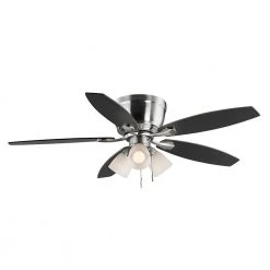 Hampton Bay Sidlow 52 in. Indoor LED Brushed Nickel Hugger Dry Rated Ceiling Fan with 5 QuickInstall Reversible Blades and Light Kit 21 Hampton Bay Sidlow 52 in. Indoor LED Brushed Nickel Hugger Dry Rated Ceiling Fan with 5 QuickInstall Reversible Blades and Light Kit -Hampton Bay Shop brushed nickel hampton bay ceiling fans with lights 52151 c3 1000