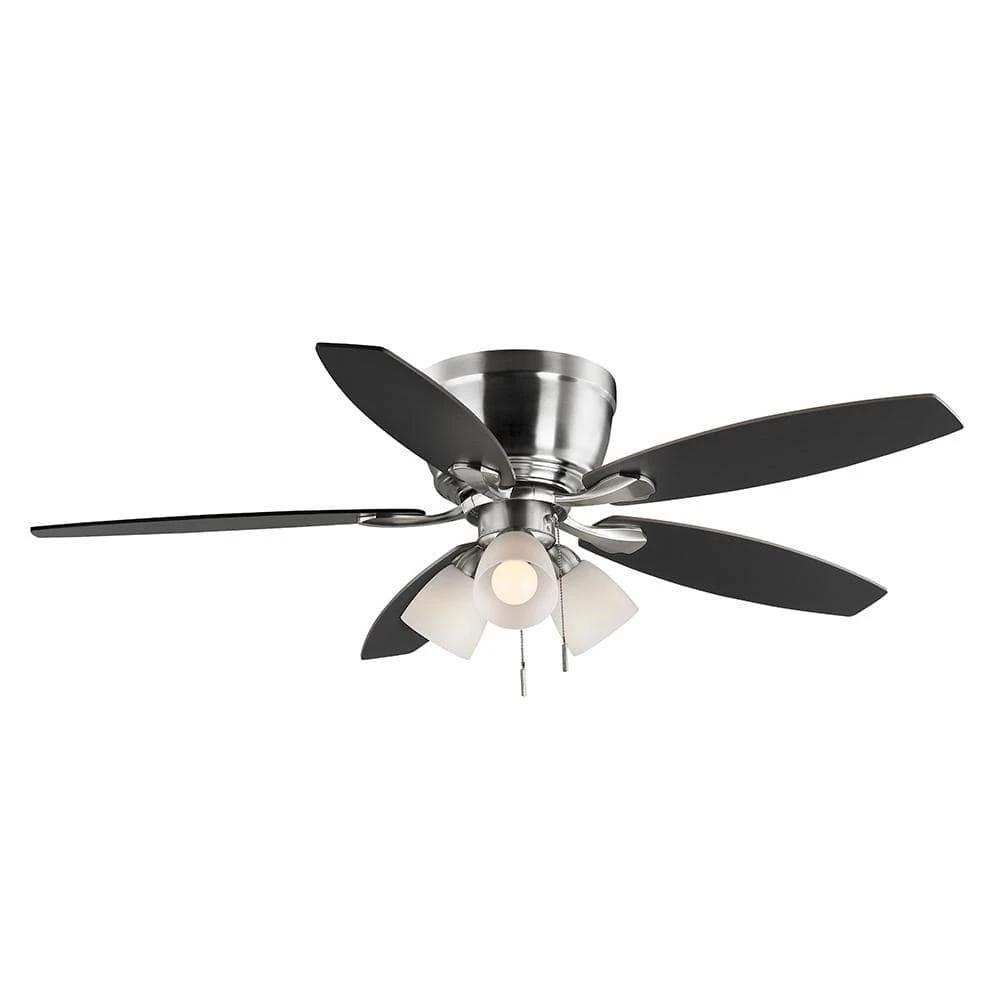 Hampton Bay Sidlow 52 in. Indoor LED Brushed Nickel Hugger Dry Rated Ceiling Fan with 5 QuickInstall Reversible Blades and Light Kit 8 Hampton Bay Sidlow 52 in. Indoor LED Brushed Nickel Hugger Dry Rated Ceiling Fan with 5 QuickInstall Reversible Blades and Light Kit - Image 8