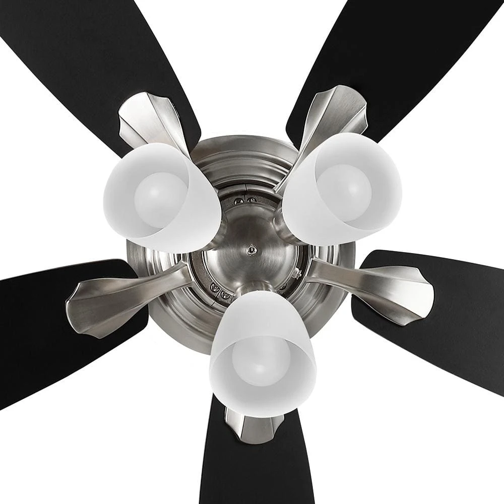 Hampton Bay Sidlow 52 in. Indoor LED Brushed Nickel Hugger Dry Rated Ceiling Fan with 5 QuickInstall Reversible Blades and Light Kit 12 Hampton Bay Sidlow 52 in. Indoor LED Brushed Nickel Hugger Dry Rated Ceiling Fan with 5 QuickInstall Reversible Blades and Light Kit - Image 12