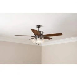 Hampton Bay Devron 52 in. LED Indoor Brushed Nickel Ceiling Fan with Light Kit -Hampton Bay Shop brushed nickel hampton bay ceiling fans with lights 57233 40 1000