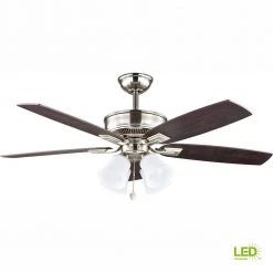 Hampton Bay Devron 52 in. LED Indoor Brushed Nickel Ceiling Fan with Light Kit