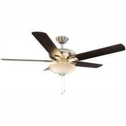 Hampton Bay Holly Springs 52 in. LED Indoor Brushed Nickel Ceiling Fan with Light Kit