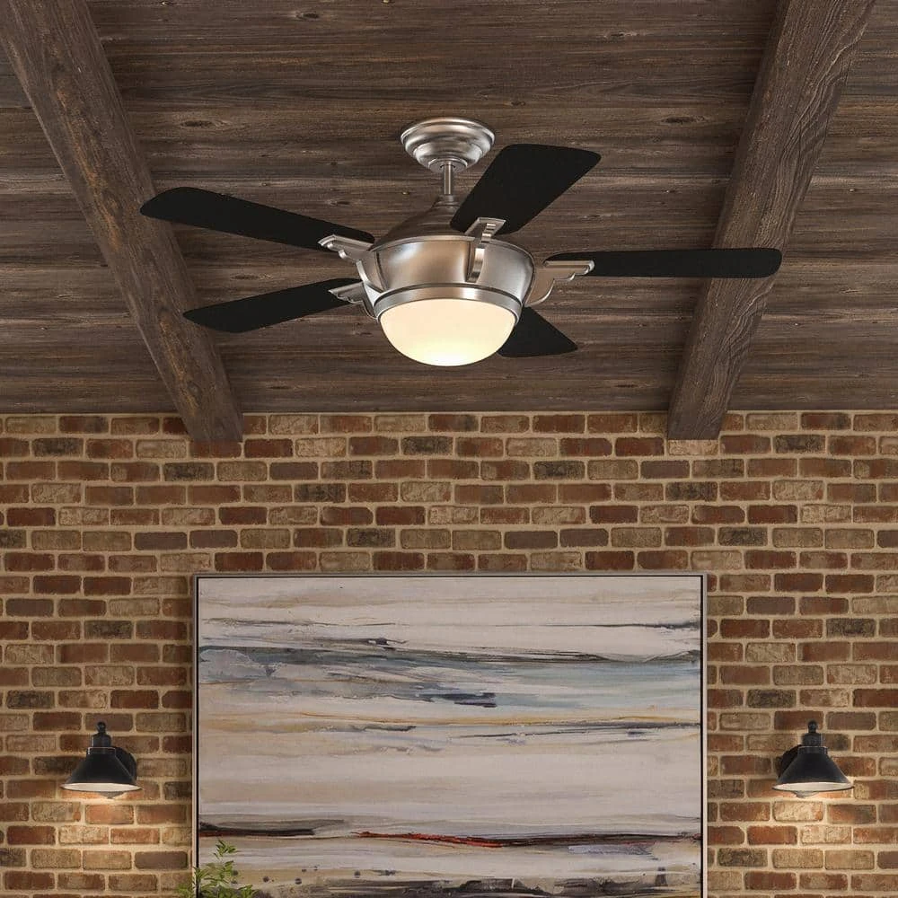 Hampton Bay Midili 44 in. Indoor LED Brushed Nickel Dry Rated Ceiling Fan with 5 Reversible Blades, Light Kit and Remote Control 3 Hampton Bay Midili 44 in. Indoor LED Brushed Nickel Dry Rated Ceiling Fan with 5 Reversible Blades, Light Kit and Remote Control - Image 3