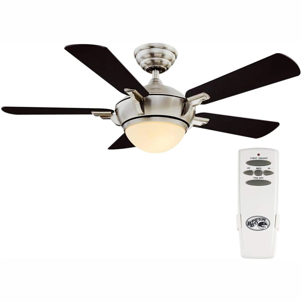 Hampton Bay Midili 44 in. Indoor LED Brushed Nickel Dry Rated Ceiling Fan with 5 Reversible Blades, Light Kit and Remote Control 1 Hampton Bay Midili 44 in. Indoor LED Brushed Nickel Dry Rated Ceiling Fan with 5 Reversible Blades, Light Kit and Remote Control