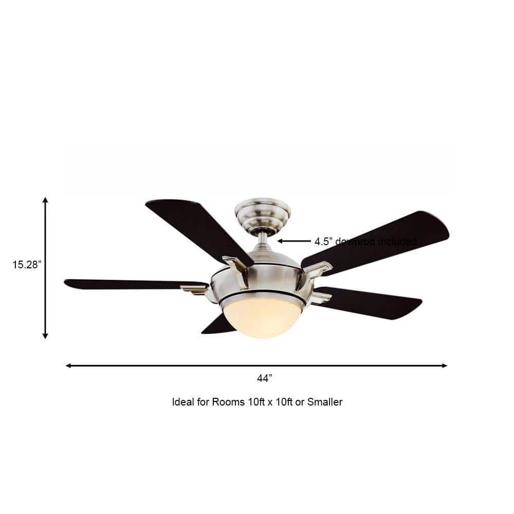 Hampton Bay Midili 44 in. Indoor LED Brushed Nickel Dry Rated Ceiling Fan with 5 Reversible Blades, Light Kit and Remote Control 4 Hampton Bay Midili 44 in. Indoor LED Brushed Nickel Dry Rated Ceiling Fan with 5 Reversible Blades, Light Kit and Remote Control - Image 4