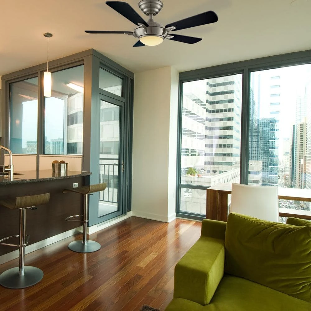 Hampton Bay Midili 44 in. Indoor LED Brushed Nickel Dry Rated Ceiling Fan with 5 Reversible Blades, Light Kit and Remote Control 2 Hampton Bay Midili 44 in. Indoor LED Brushed Nickel Dry Rated Ceiling Fan with 5 Reversible Blades, Light Kit and Remote Control - Image 2