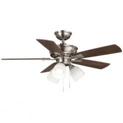 Hampton Bay Vaurgas 44 in. LED Indoor Brushed Nickel Ceiling Fan with Light Kit