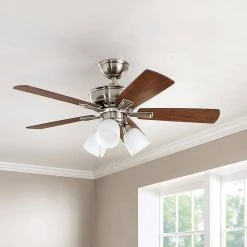 Hampton Bay Vaurgas 44 in. LED Indoor Brushed Nickel Ceiling Fan with Light Kit -Hampton Bay Shop brushed nickel hampton bay ceiling fans with lights 68144 fa 1000