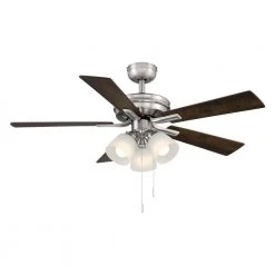 Hampton Bay Sinclair II 44 in. LED Brushed Nickel Smart Hubspace Ceiling Fan with Light and Remote
